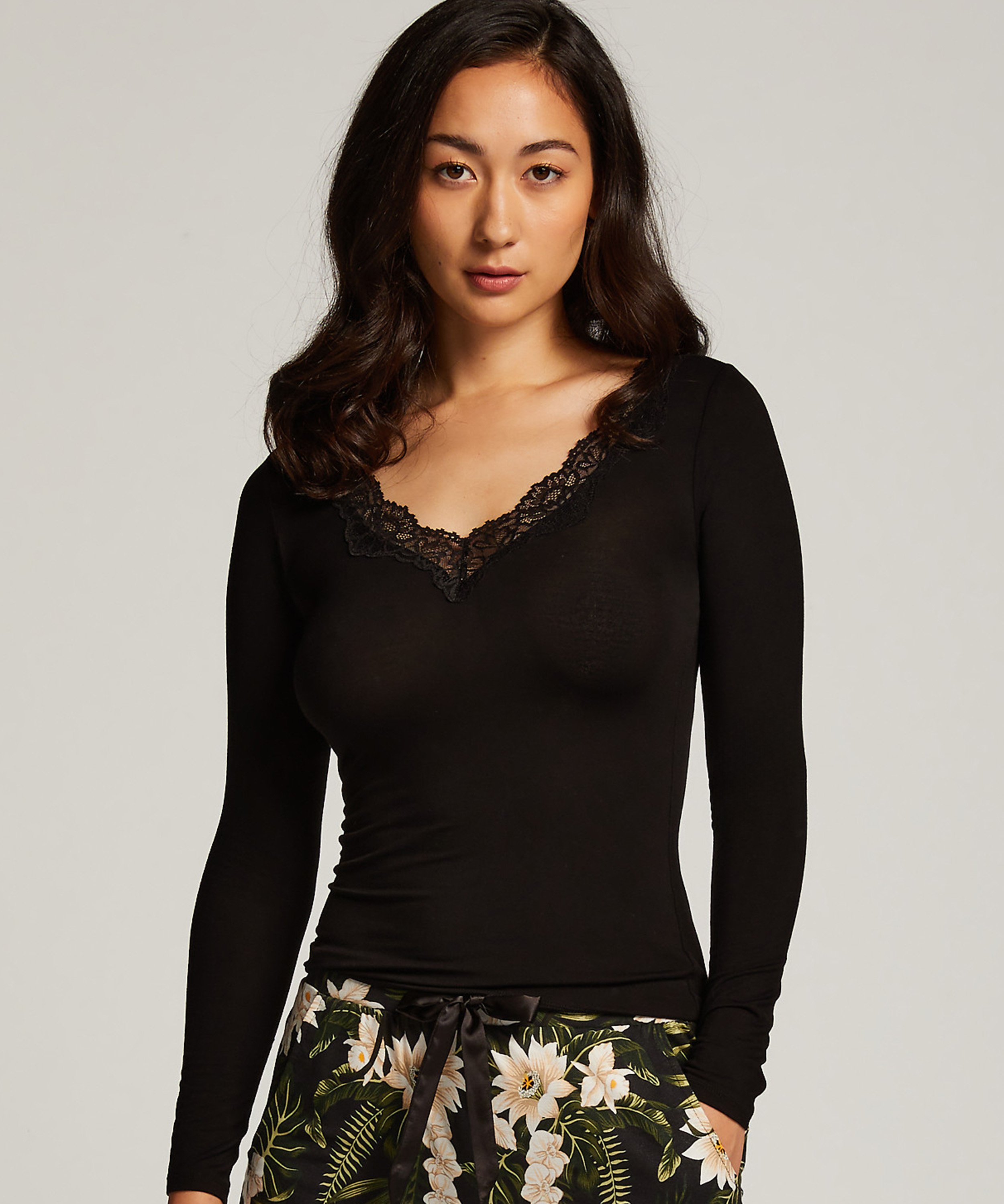 Top de pijama Jersey, Negro, main