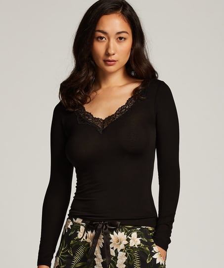 Top de pijama Jersey, Negro