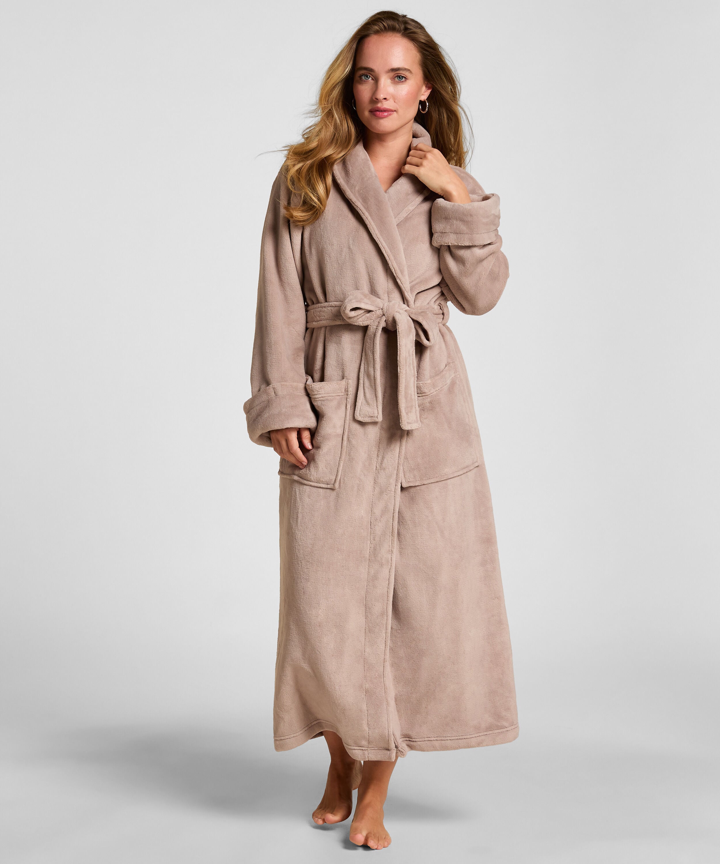Albornoz de tejido polar suave, Beige