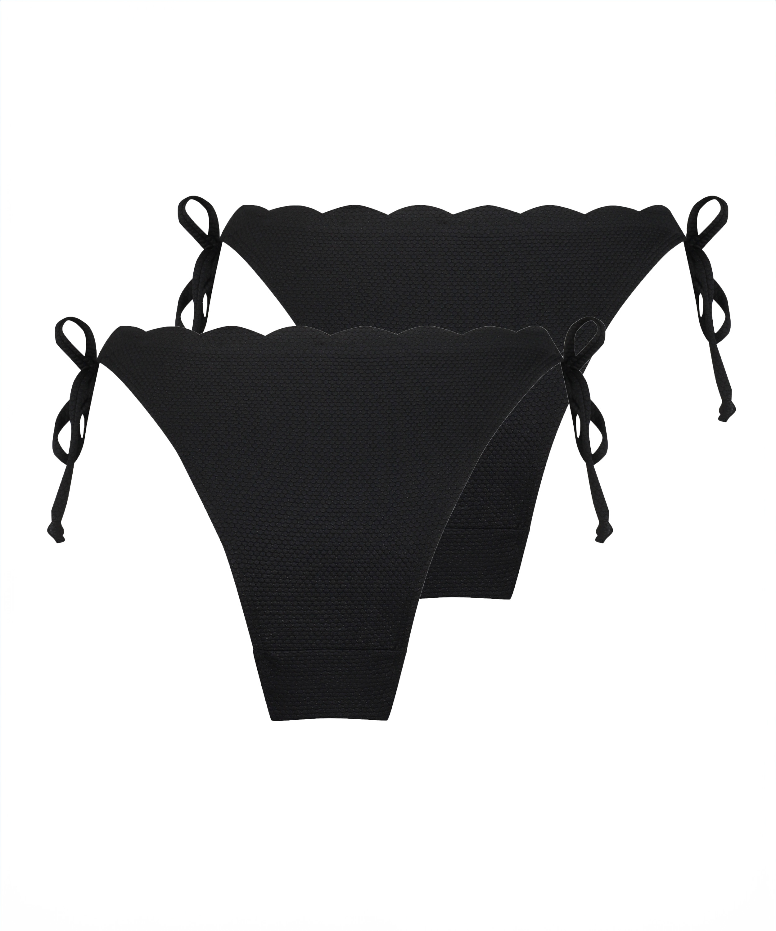 Pack de 2 Braguita de Bikini Cheeky Tanga Scallop, Negro, main