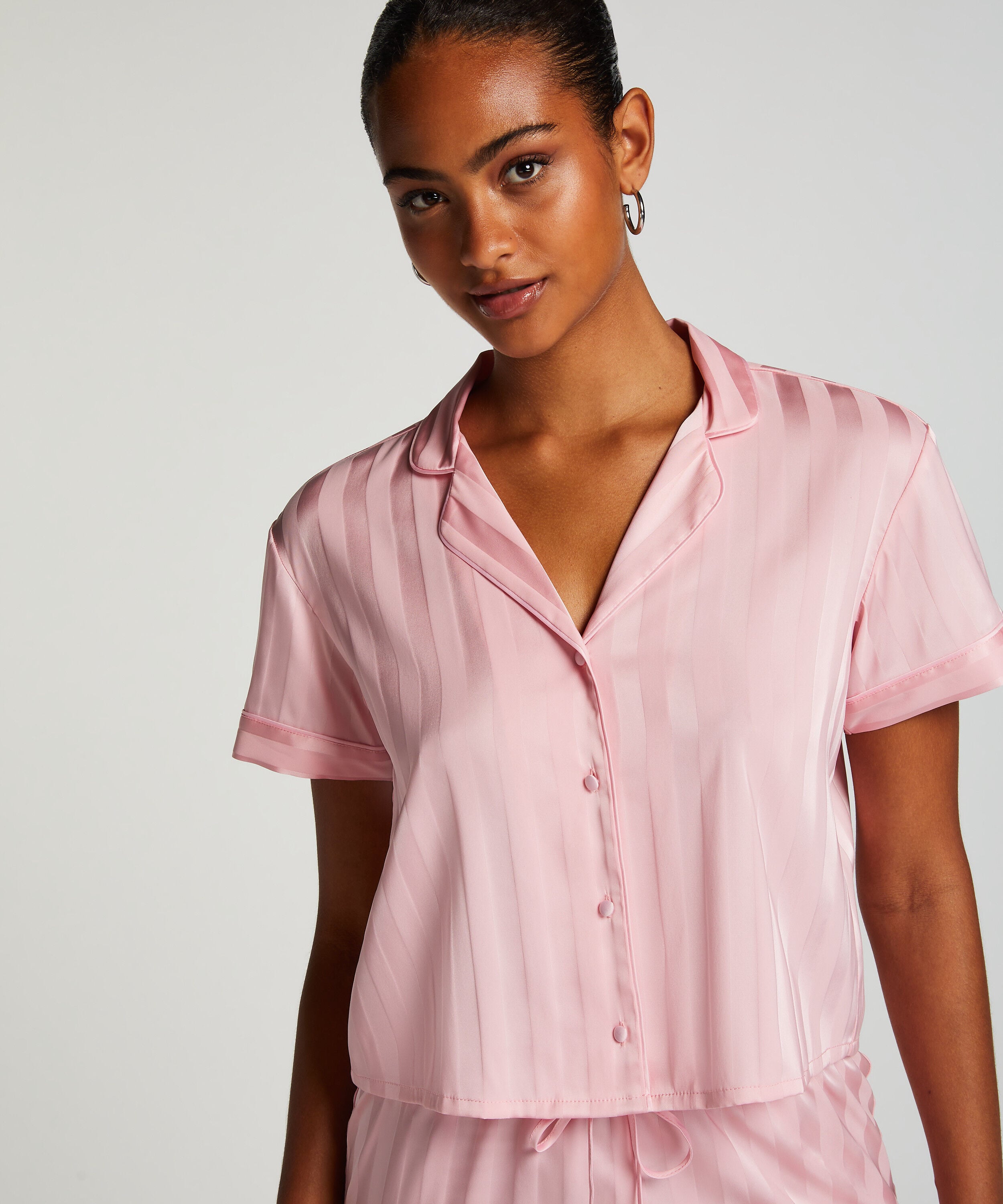 Chaqueta de manga corta de satén, Rosa