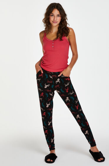 Hunkemöller Petite Pantalón de pijama de tejido de punto Negro