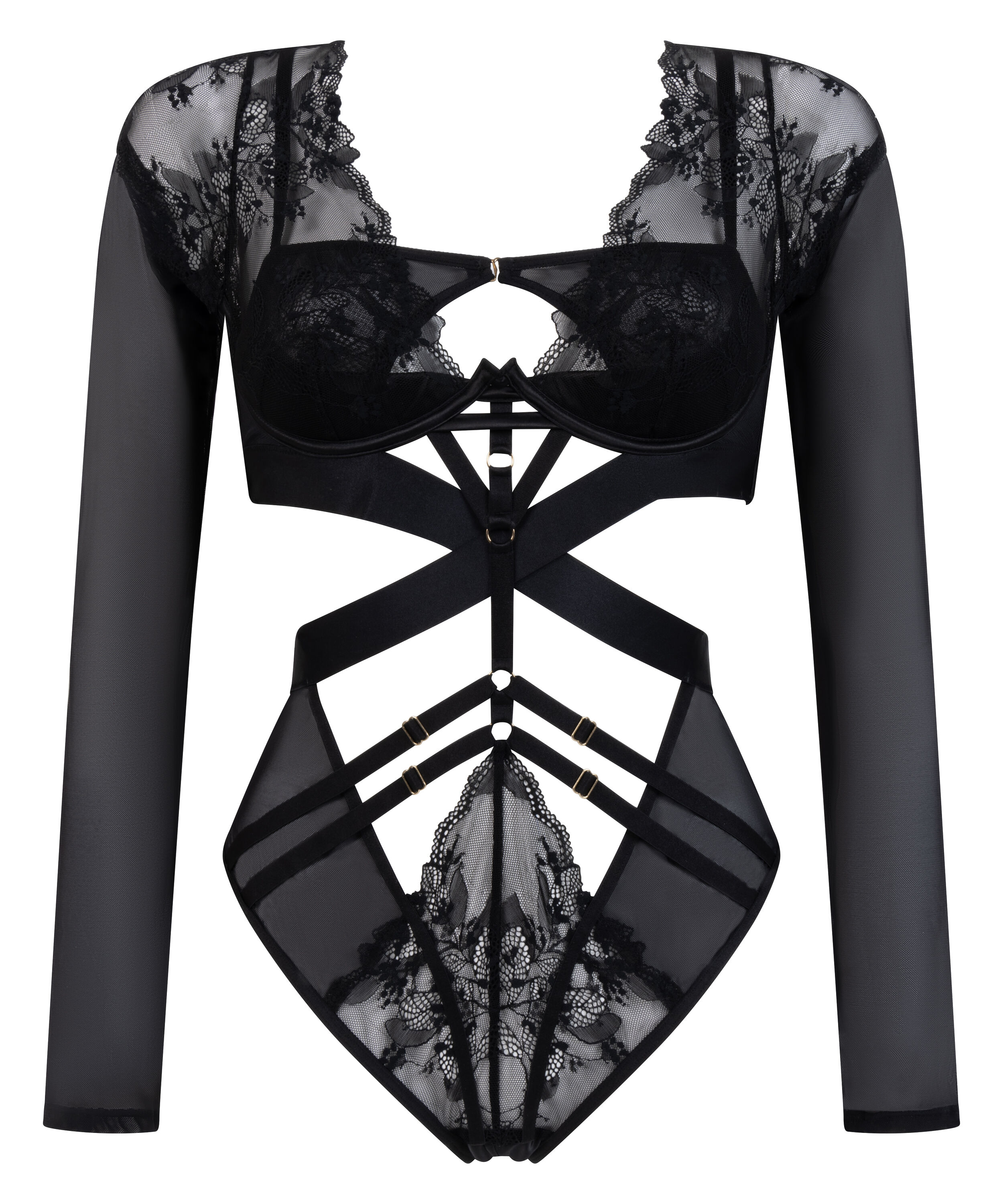 Body de manga larga Amari, Negro