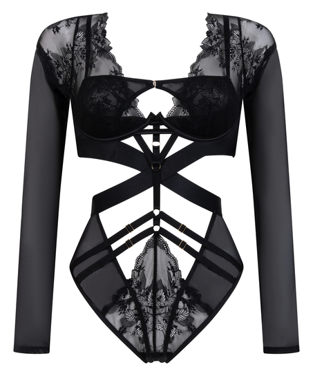 Body de manga larga Amari, Negro