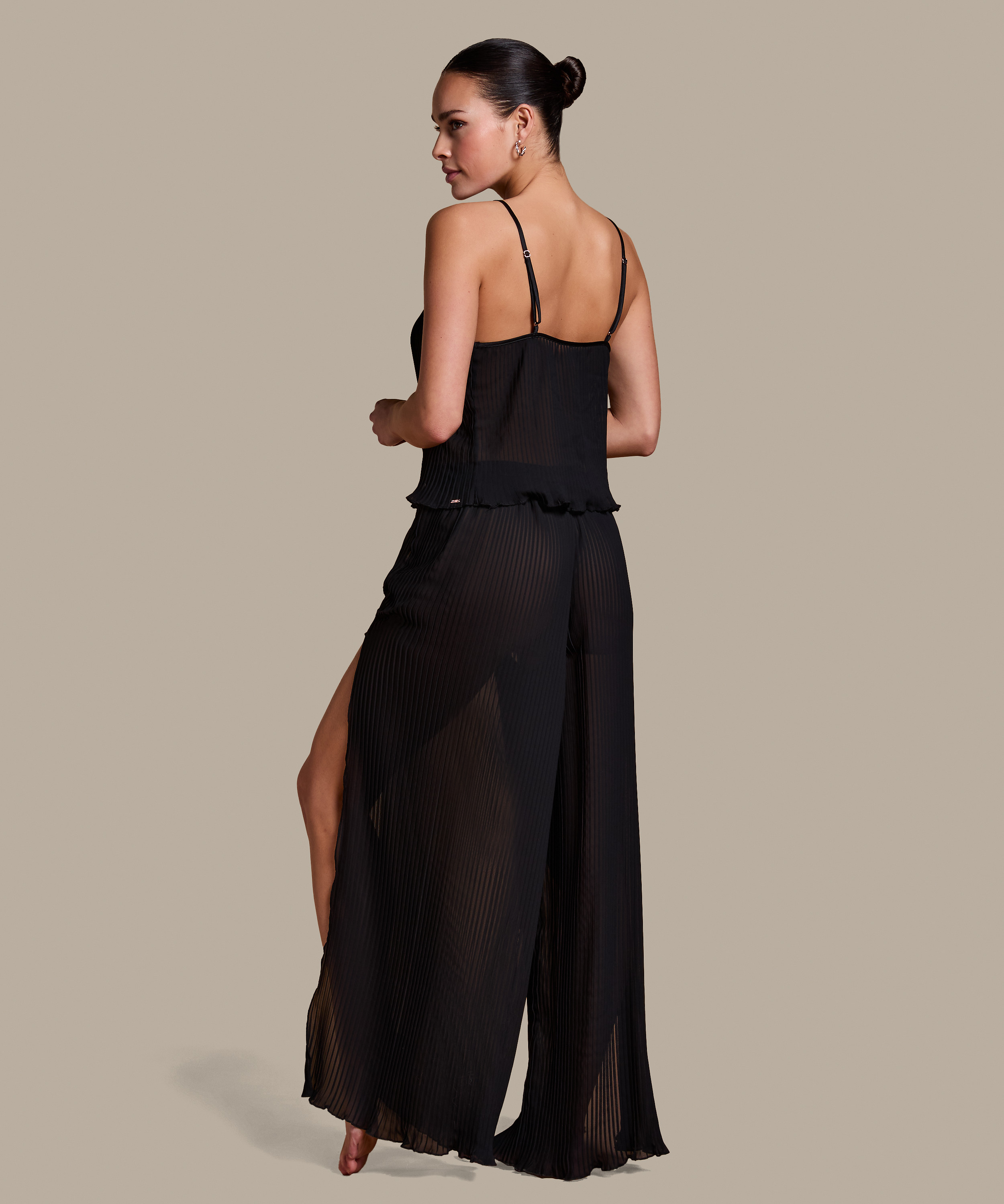 Pantalón plisado, Negro, main