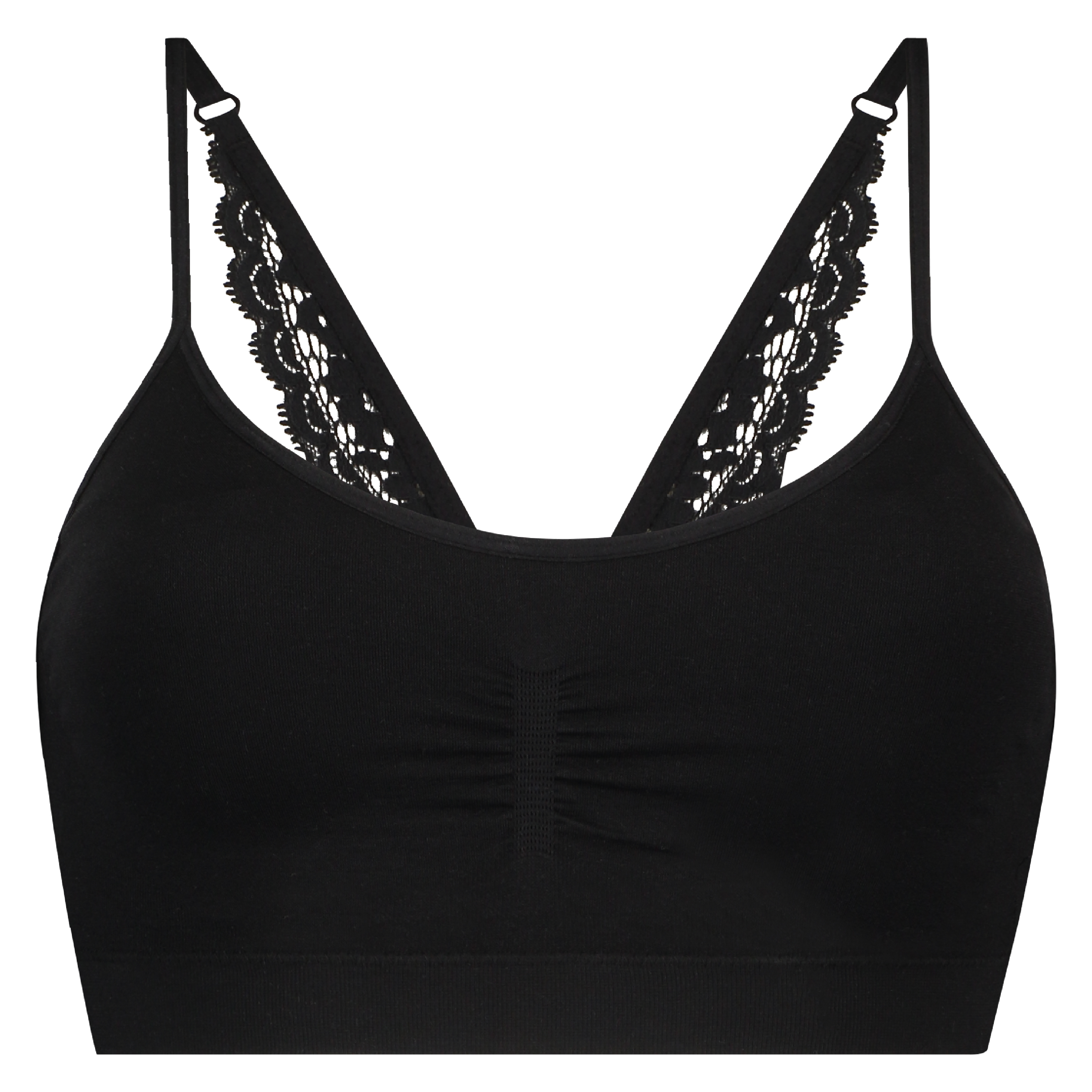 Bralette con encaje trasero y sin costuras Marina, Negro, main