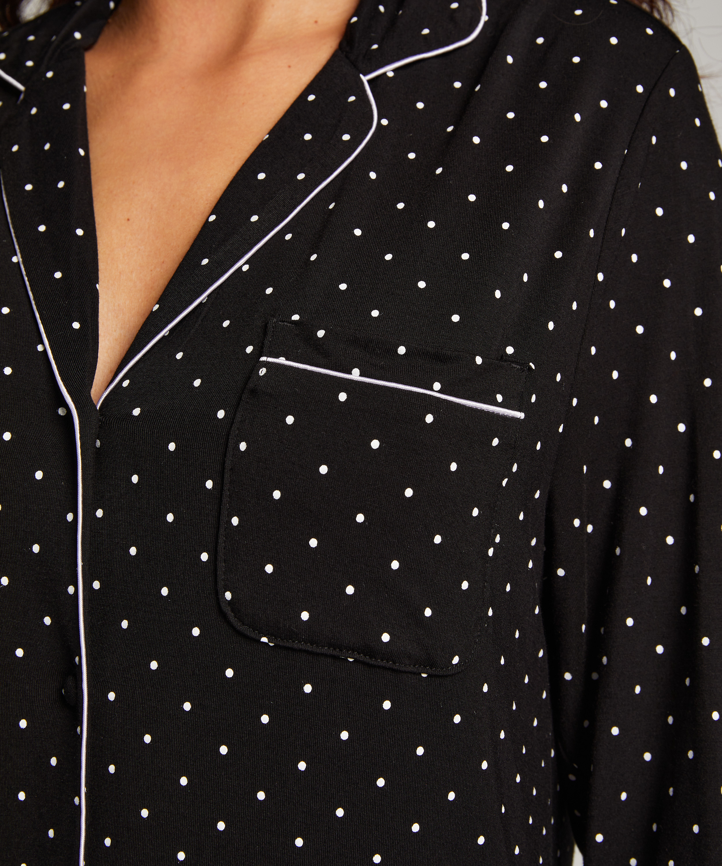 Vestido camisero de manga larga de jersey Essential, Negro, main