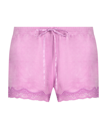 Pantal&oacute;n corto de terciopelo y encaje, Rosa