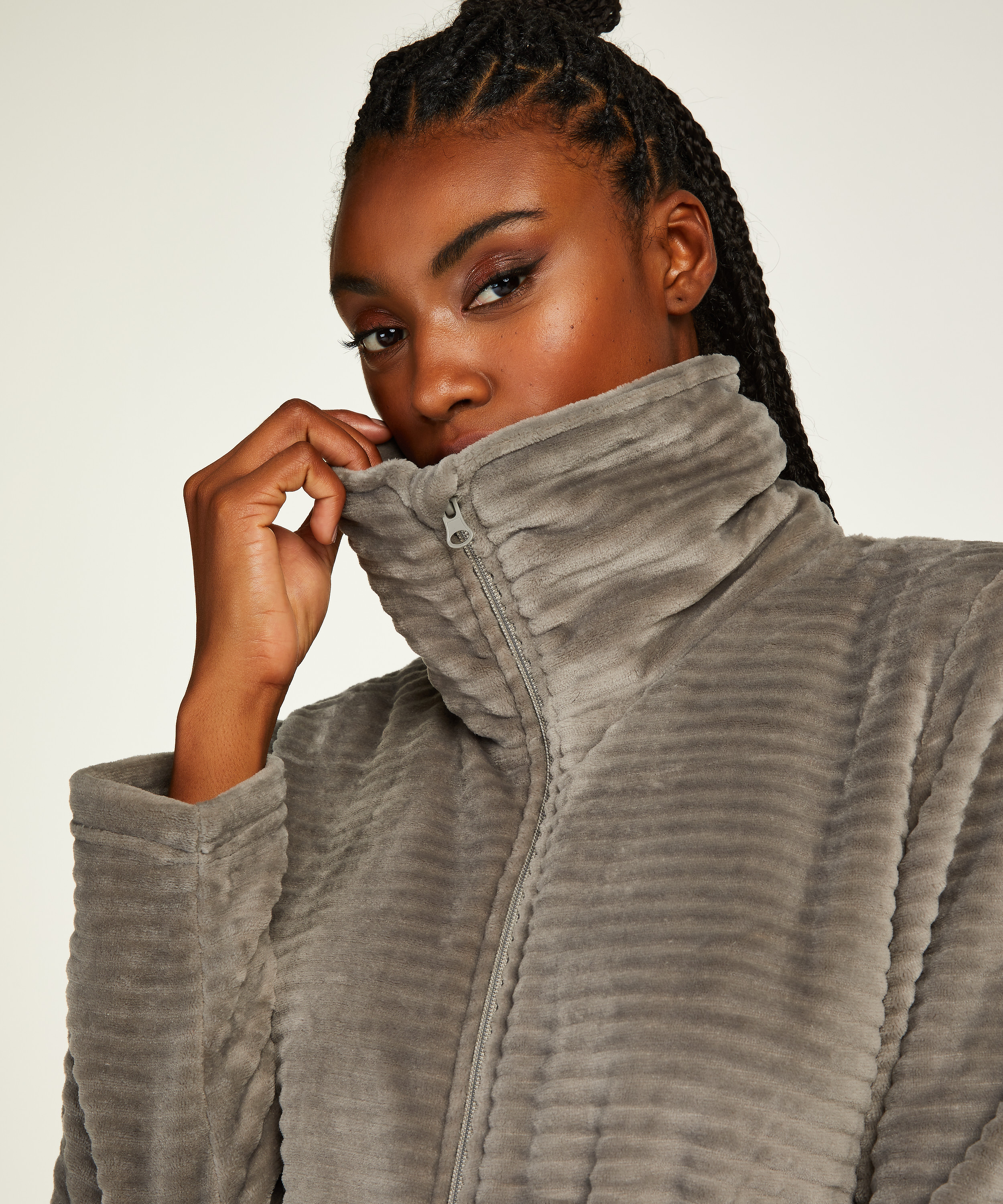 Albornoz Zip Fleece, Gris, main