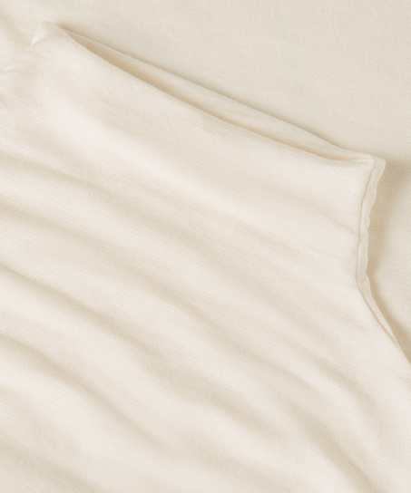 Camiseta de cachemir con cuello alto super suave, Blanco