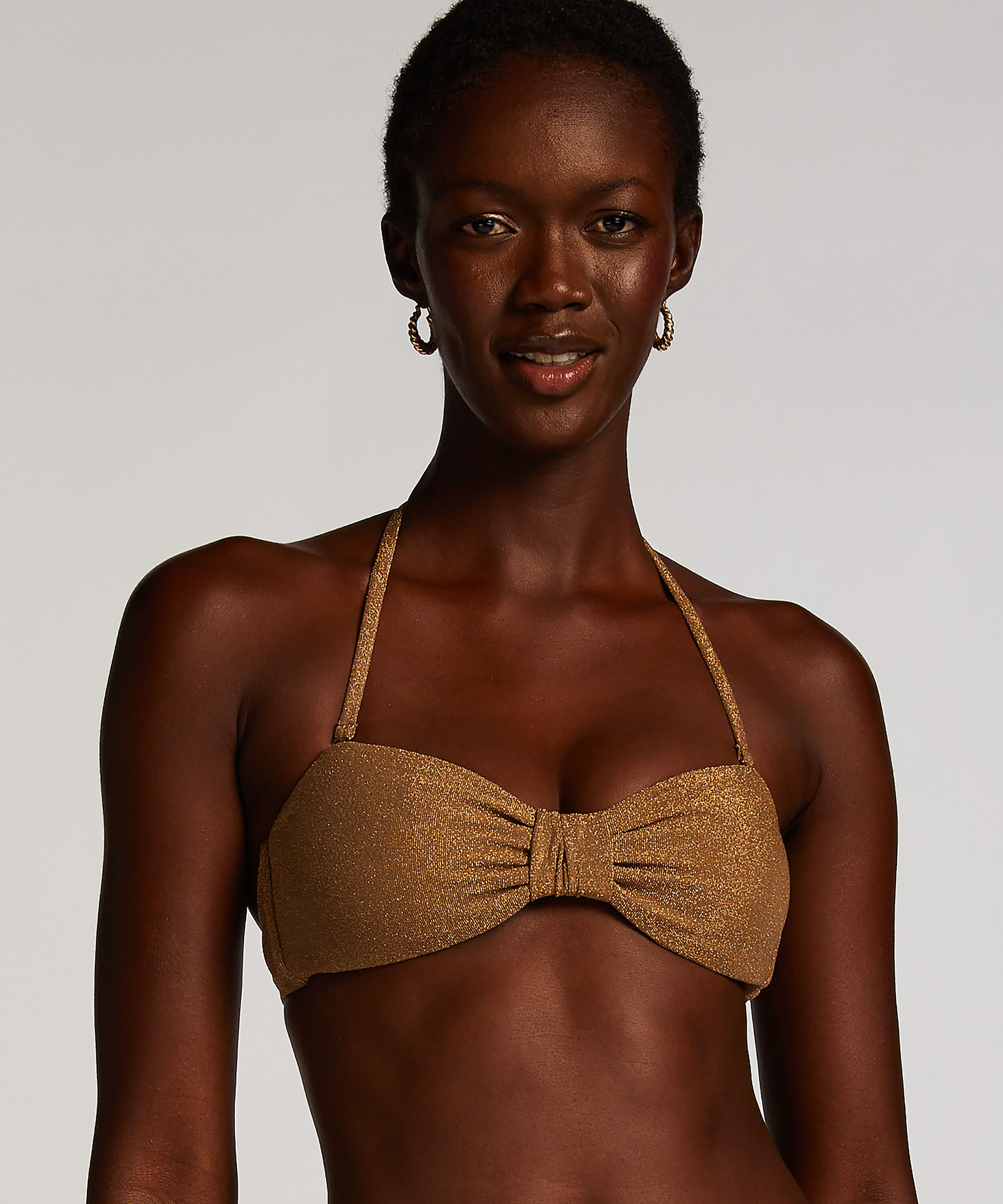 Top de bikini bandeau Goldie Shimmer, Amarillo