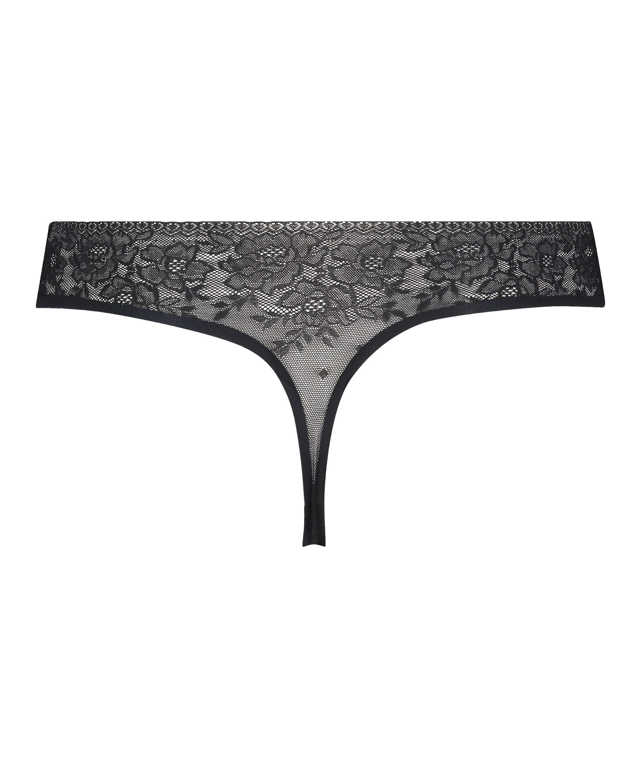Tanga sin costuras Allover Lace, Negro, main