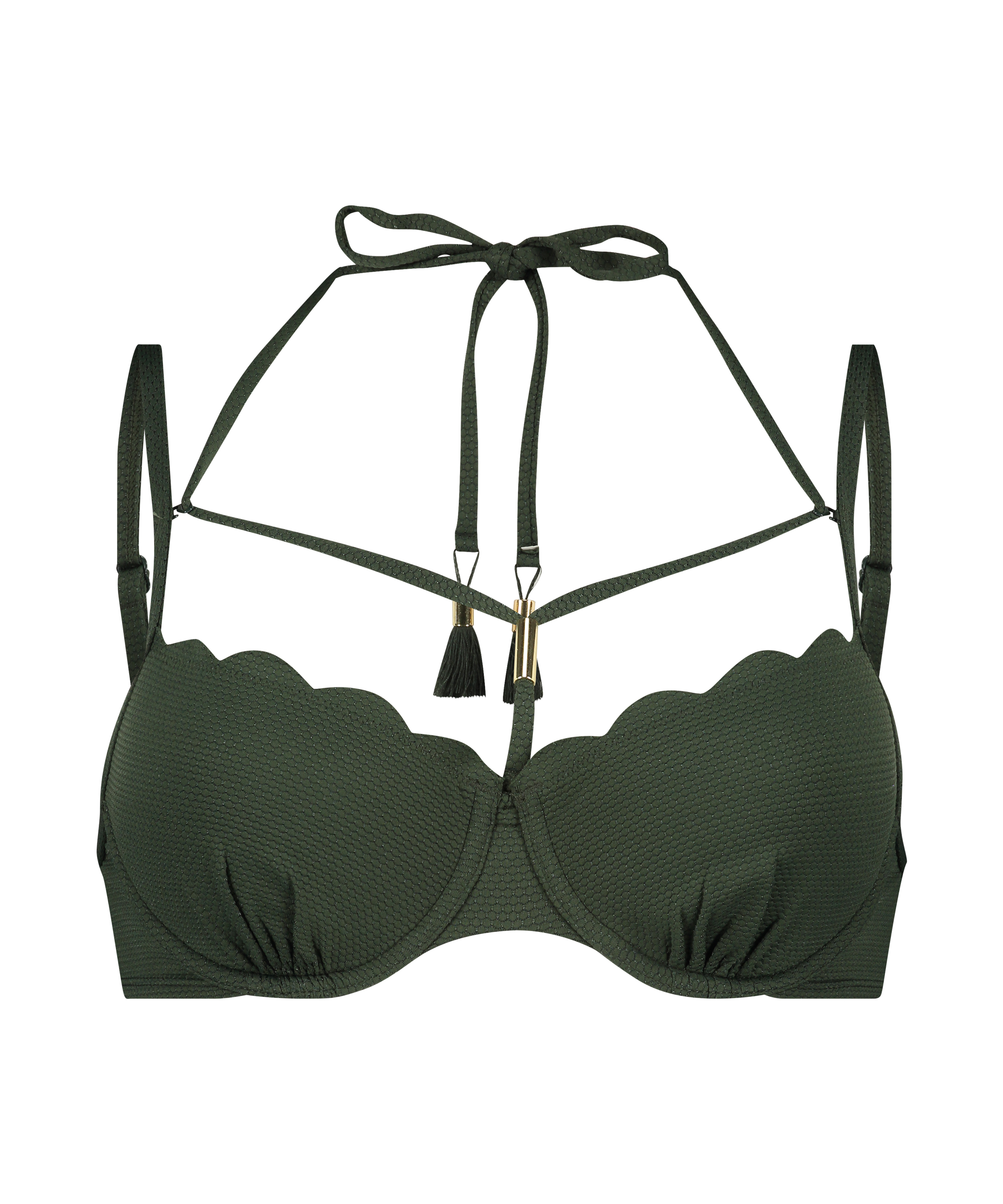 Top de bikini de aros preformado Scallop Glam, Verde, main