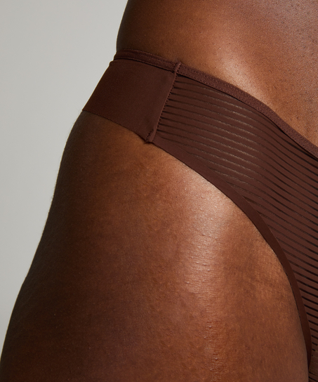 Tanga invisible Stripe mesh, marrón