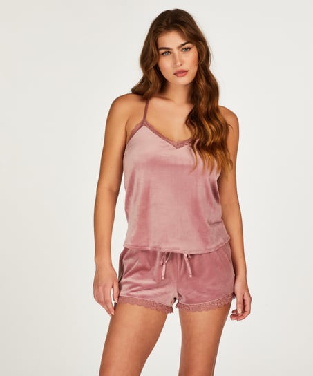 Top Velours Lace, Rosa