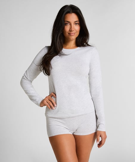 Camiseta de manga larga en algodón suave, Gris