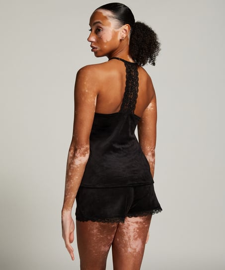 Top Velours Lace, Negro