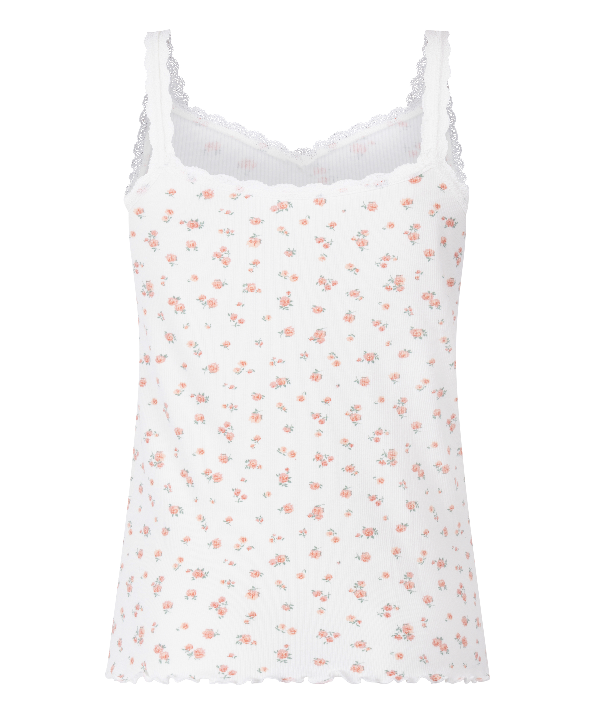 Camisola de encaje acanalado, Blanco, main