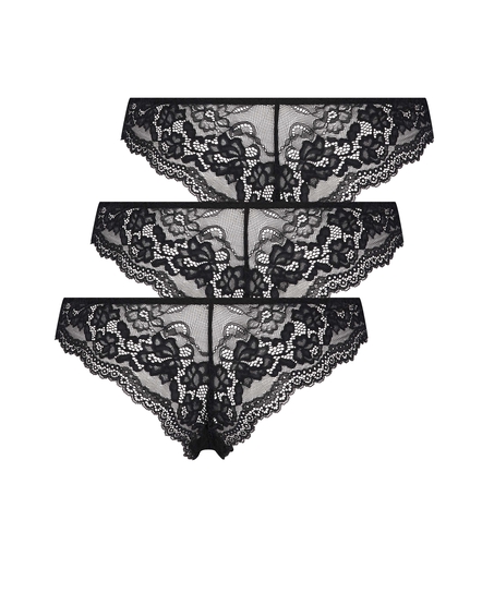 Lote de 3 braguitas brasileñas Chelsea, Negro