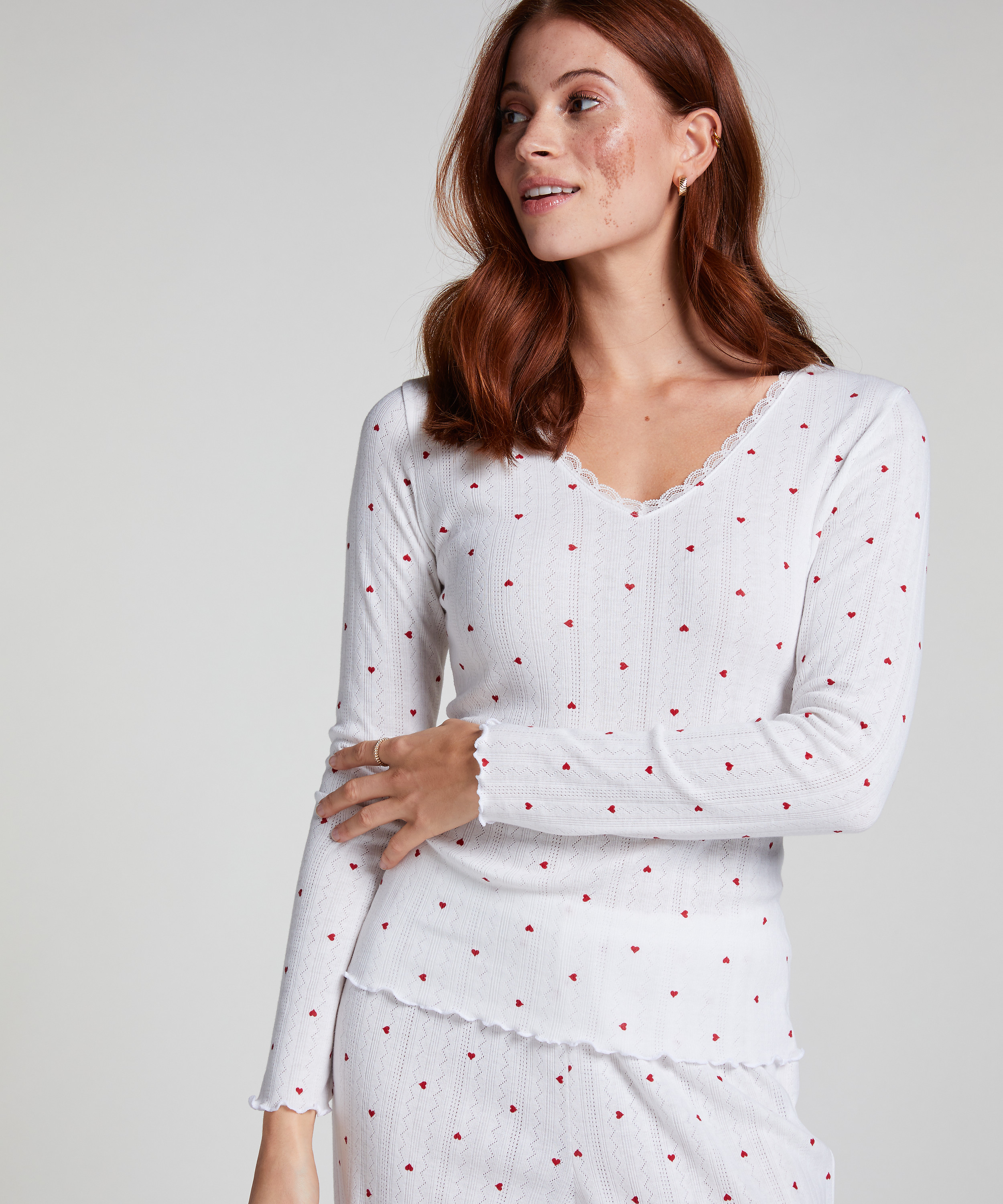 Top de pijama Pointelle, Blanco, main