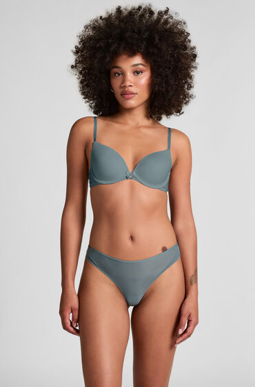 Hunkemöller Tanga invisible Stripe mesh Gris