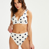 Braguita de bikini de tiro alto Scallop, Blanco