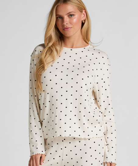 Pyjama Top Loose Pointelle, Blanco