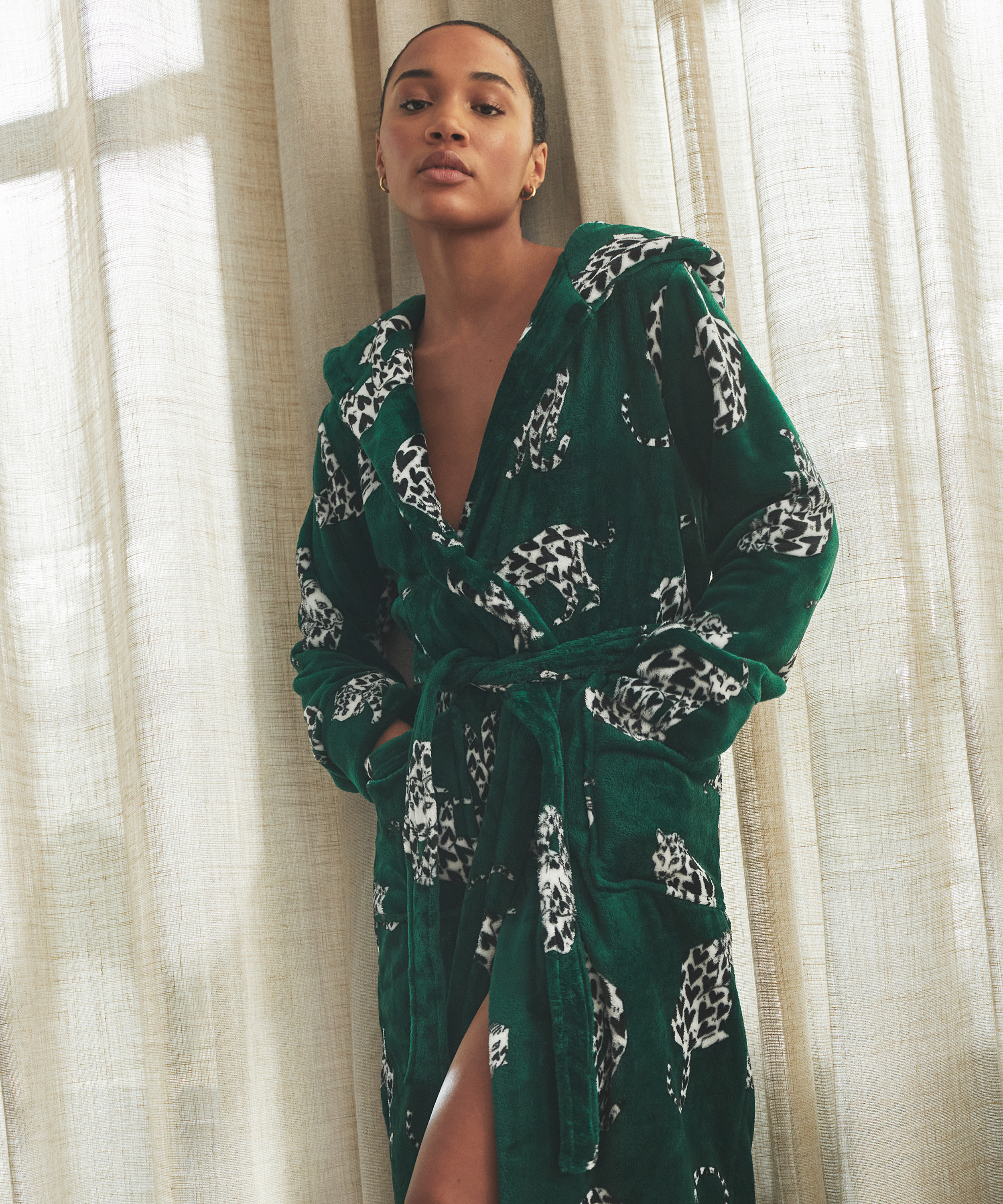 Bata de tejido polar, Verde, main