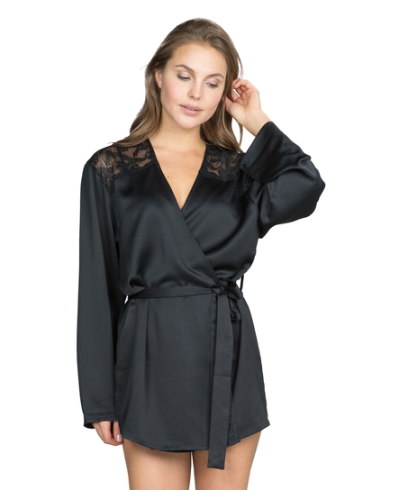 Kimono Hammered satin, Negro