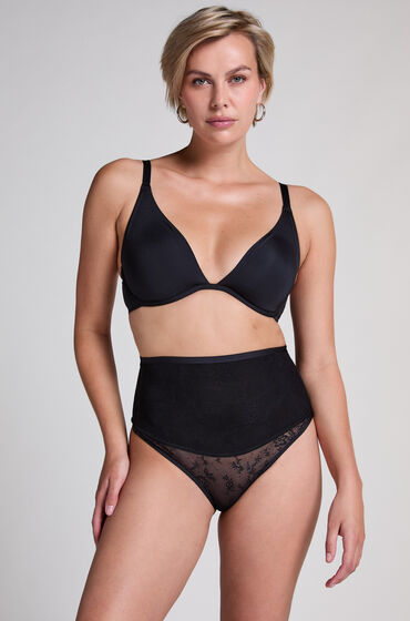 Hunkemöller Tanga de encaje Shaping Negro