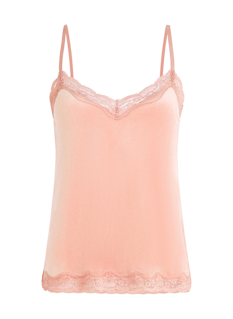 Camiseta top Velours Lace, Rosa