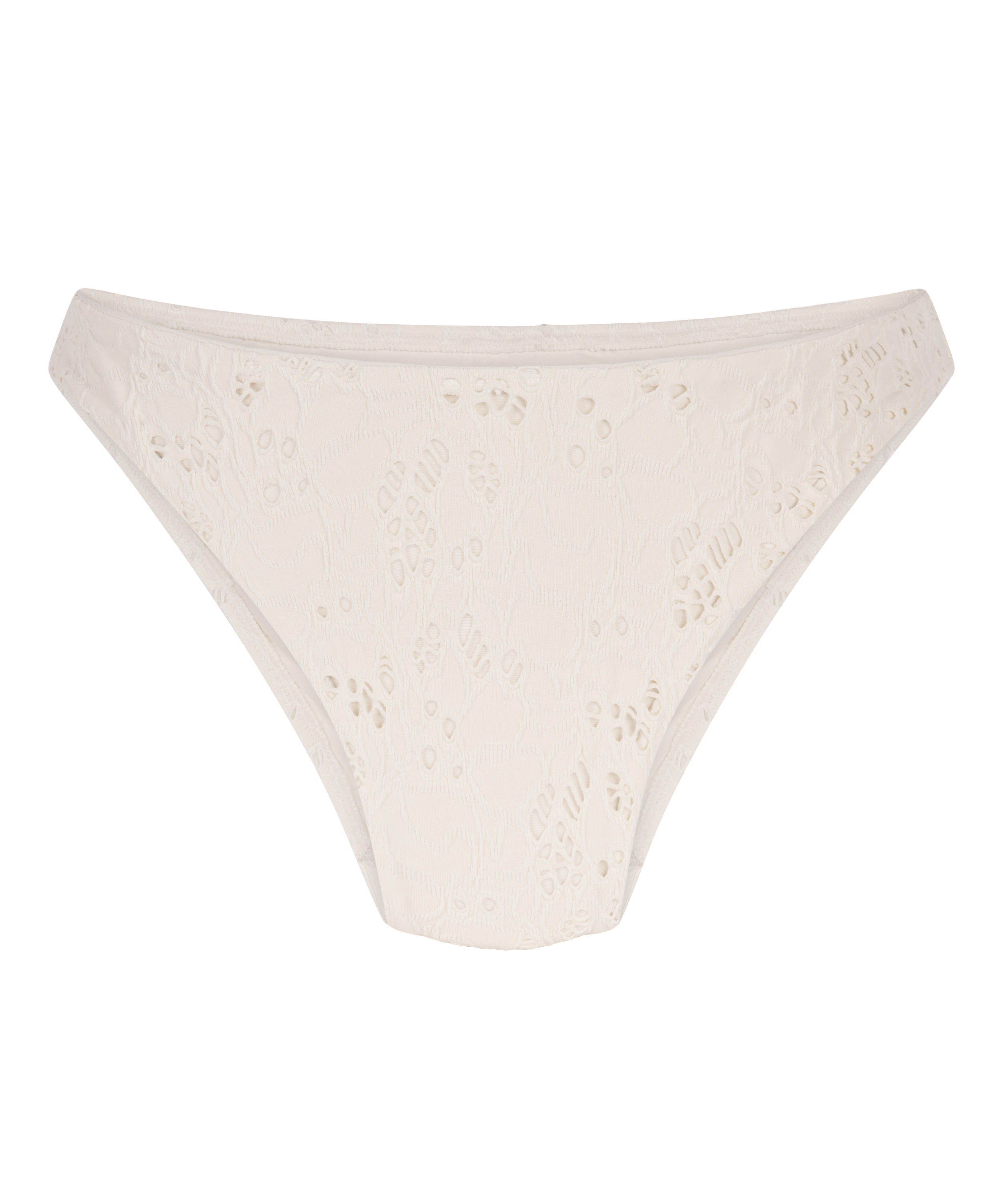 Braguita de bikini de tiro alto de ganchillo, Blanco, main