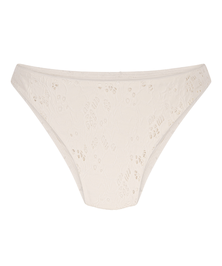 Braguita de bikini de tiro alto de ganchillo, Blanco