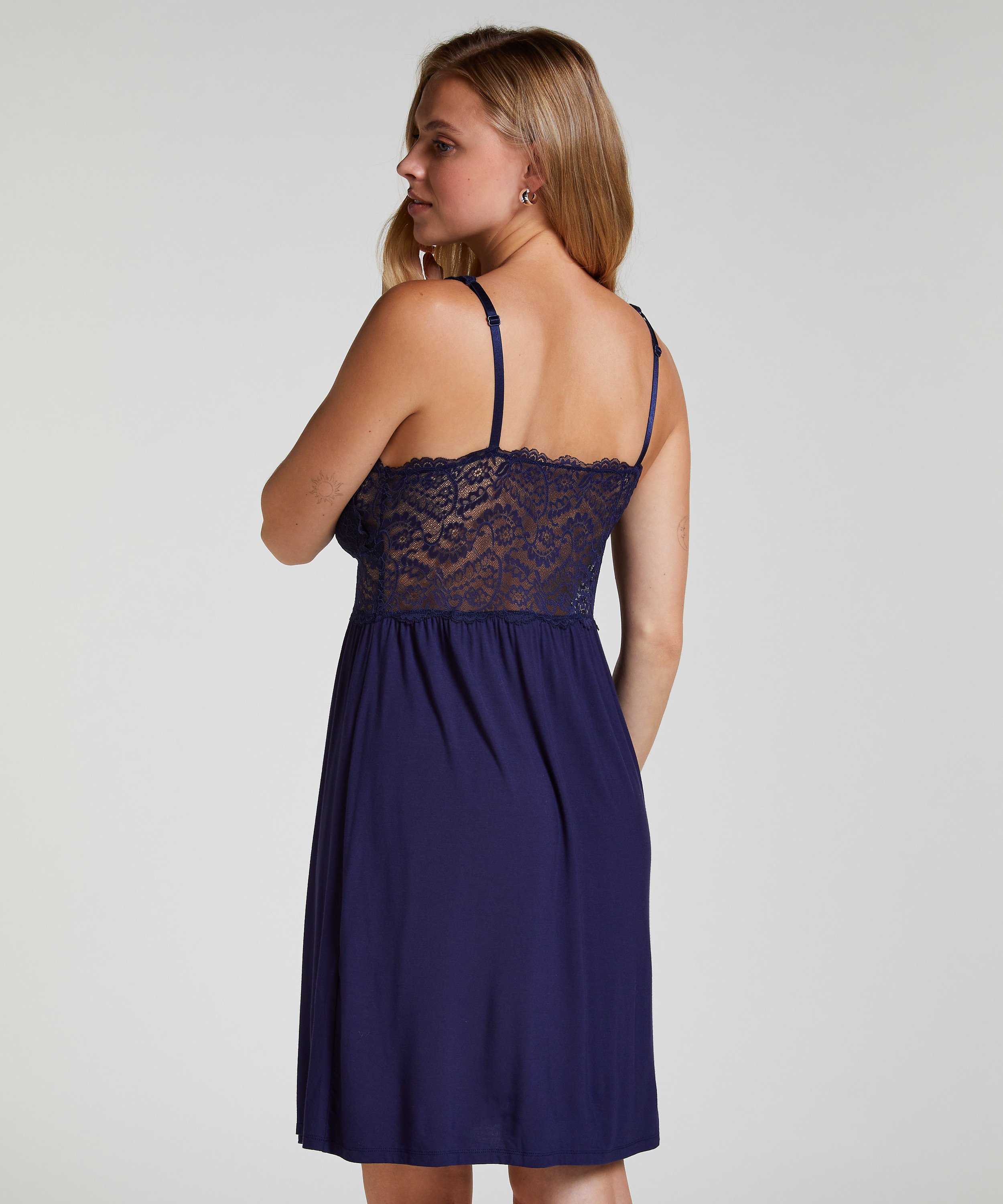 Vestido lencero Nora Lace, Azul, main