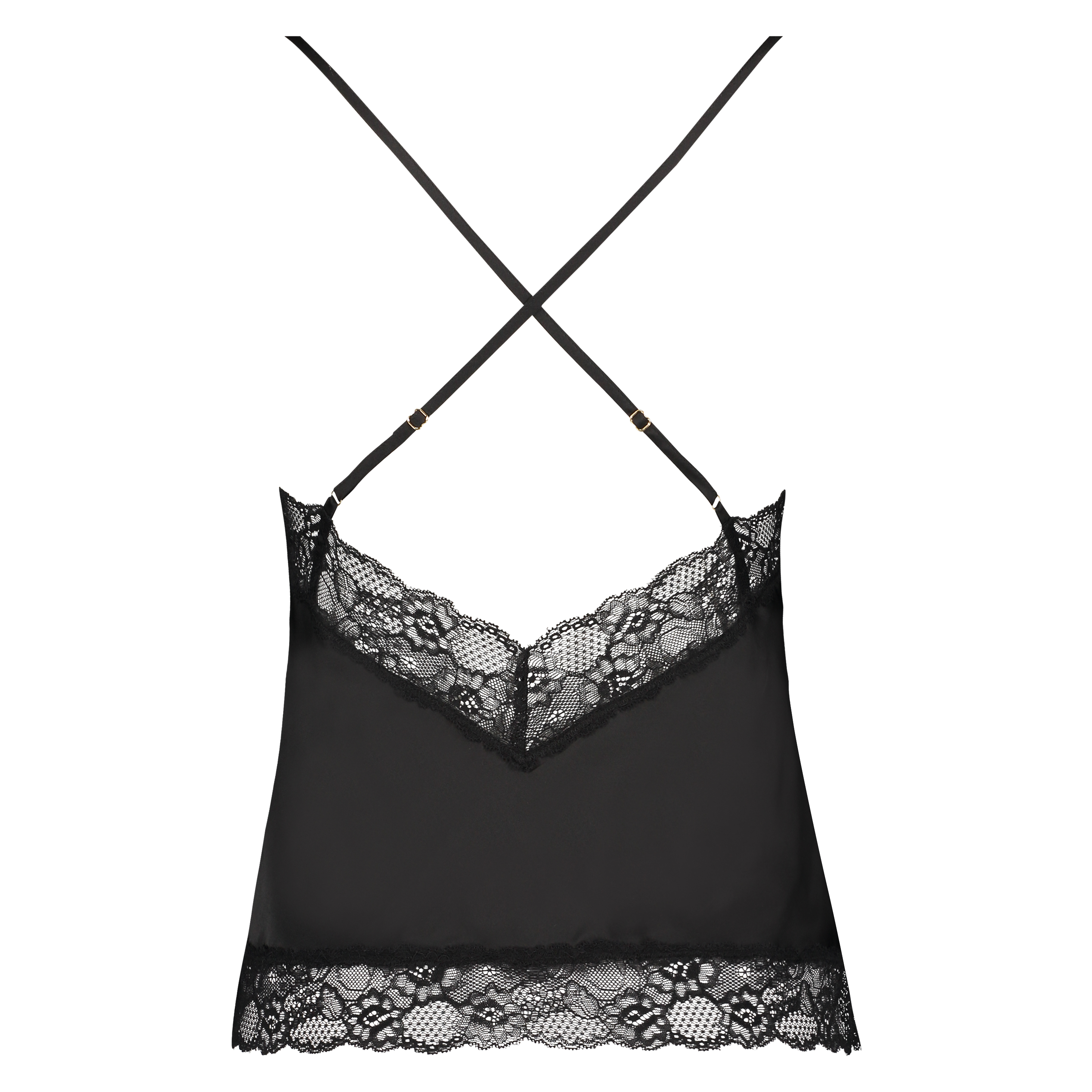 Camiseta top Satin Lace, Negro, main
