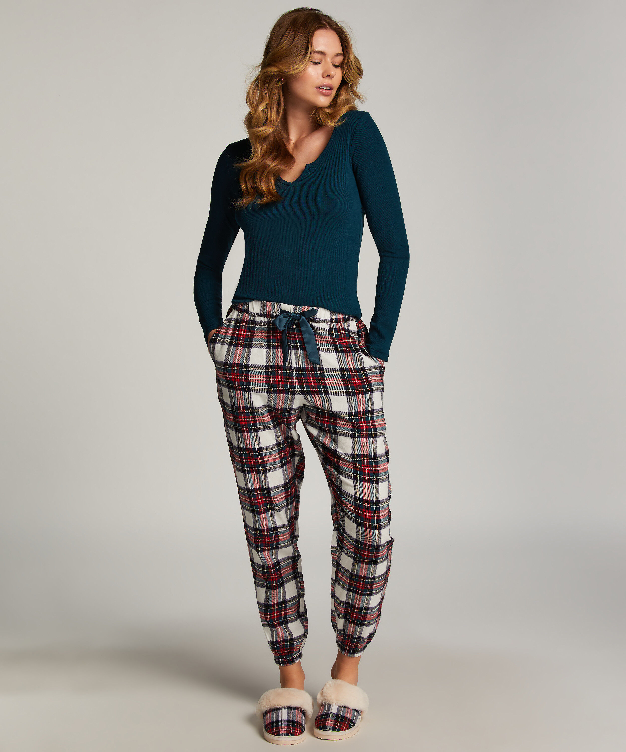 Pantalones de pijama de franela, Blanco