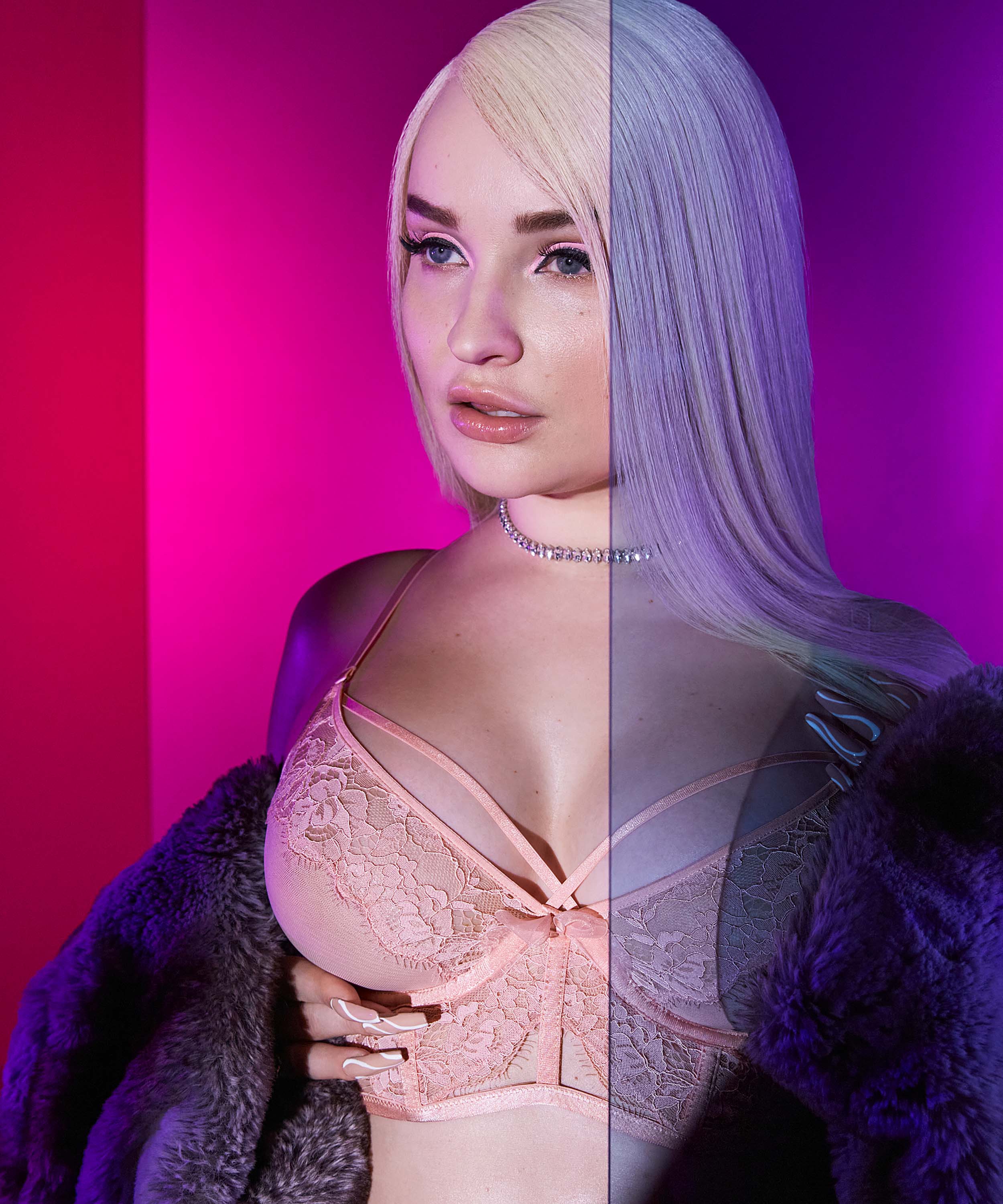 Sujetador longline de aros no preformado Louise Kim Petras, Rosa, main