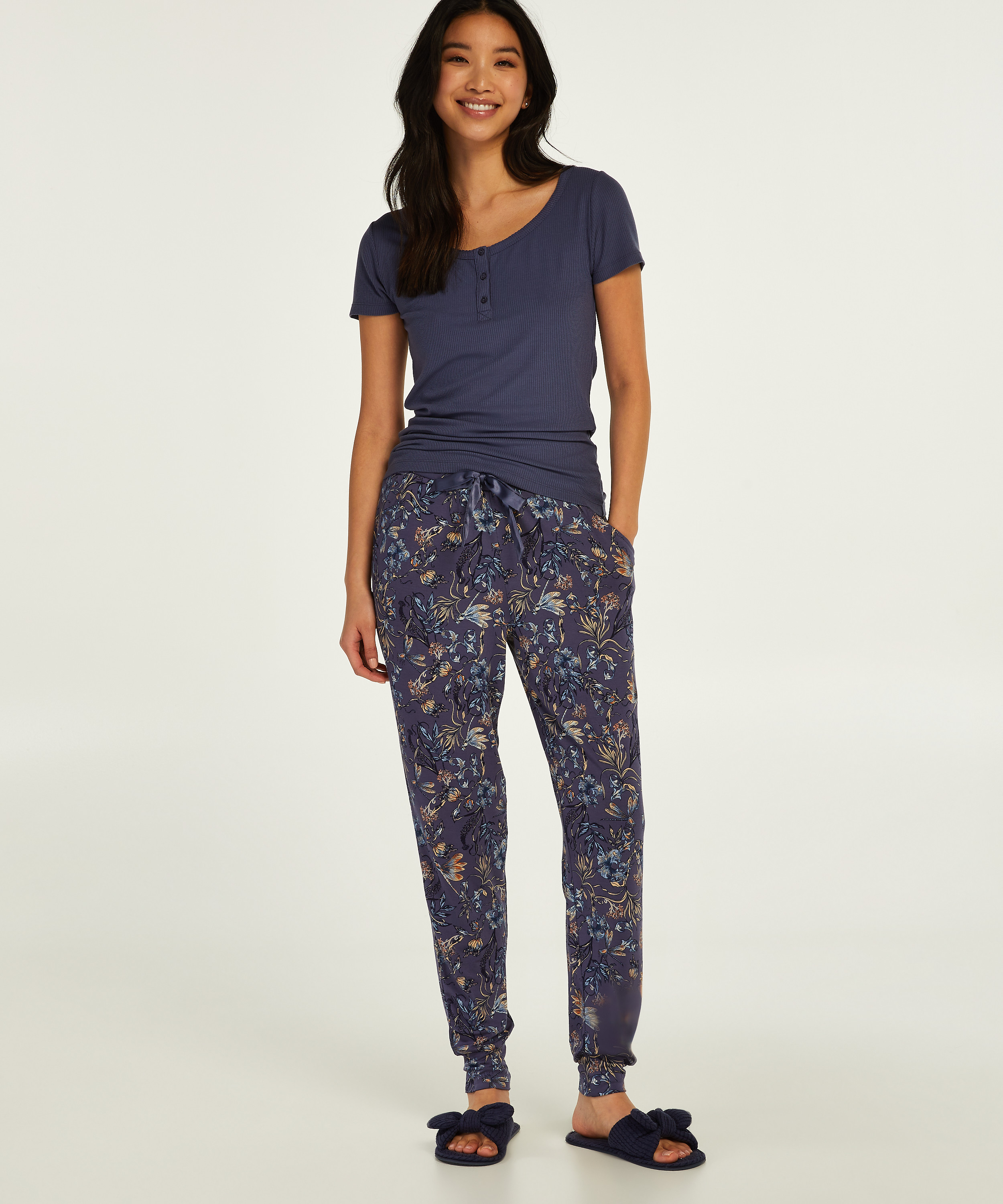 Tall Pantal&oacute;n de pijama alto Ditzy Floral, Azul, main