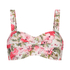 Top de bikini preformado con escote bandeau Tropical, Blanco