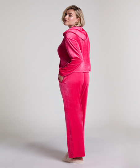 Chaqueta con capucha de terciopelo, Rosa