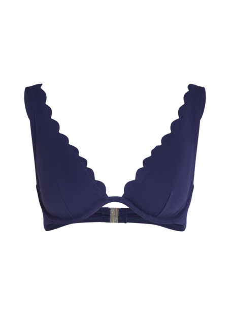 Top de bikini de aros no preformado Scallop, Azul