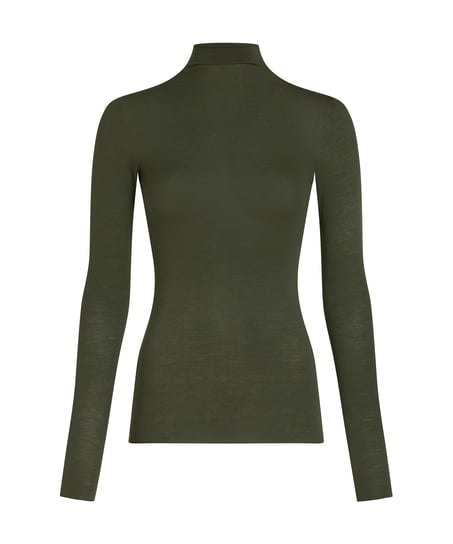 Camiseta de cachemir con cuello alto super suave, Verde