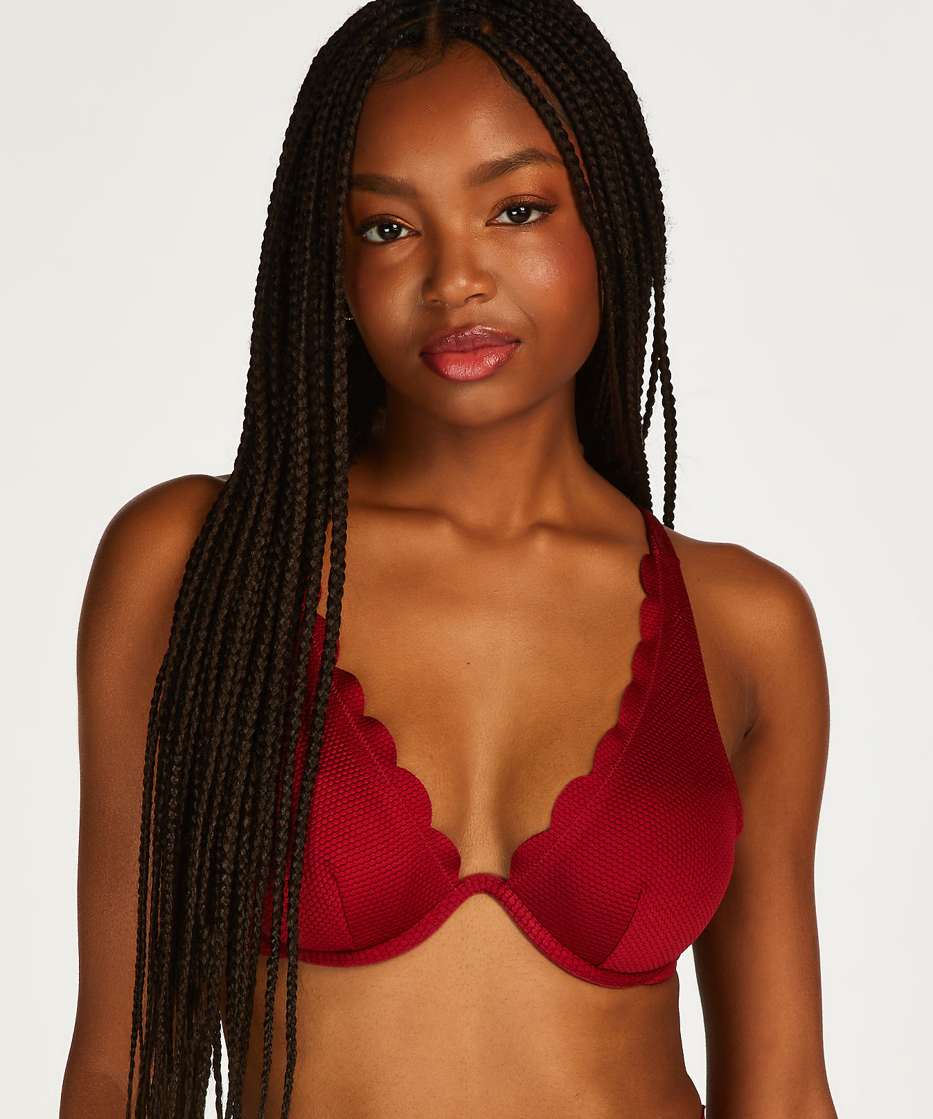 Top de bikini de aros no preformado Scallop, Rojo, main