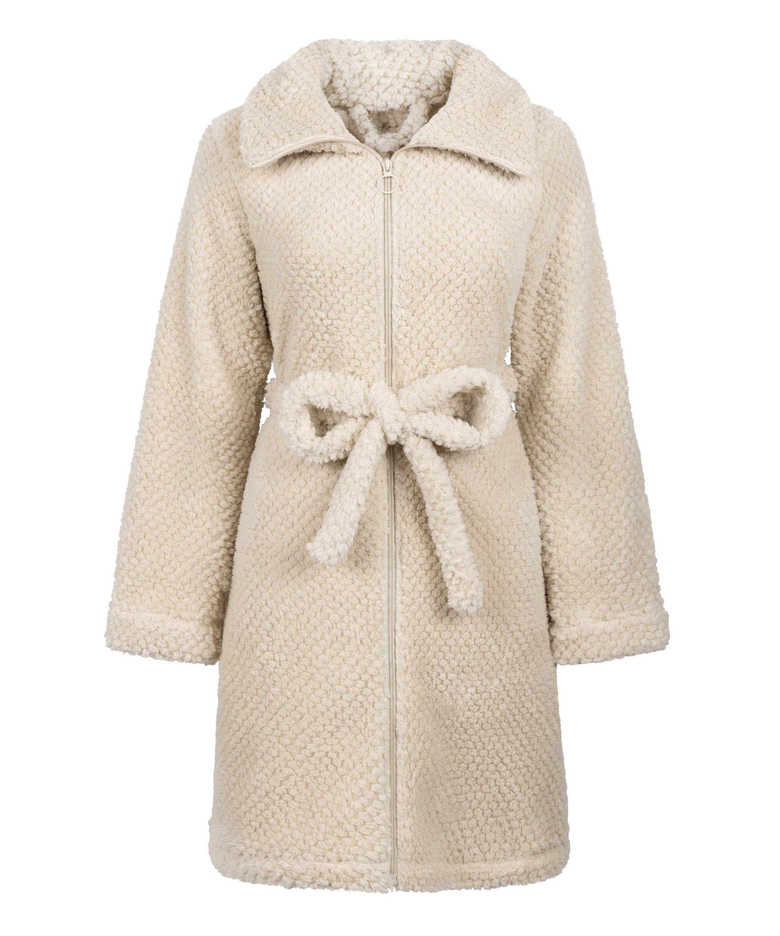 Albornoz polar con cremallera, Blanco, main