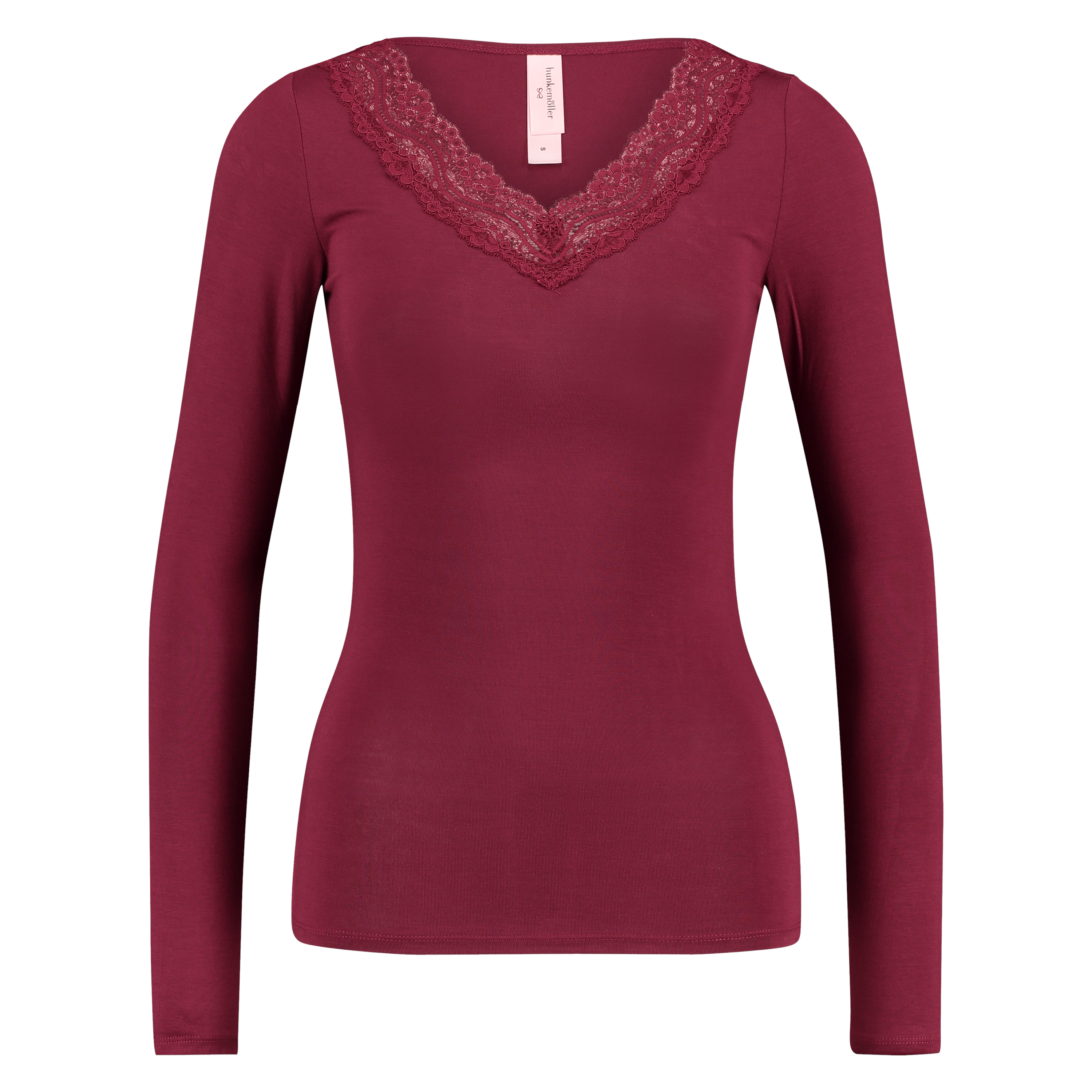 Top v-neck lace, Rojo, main