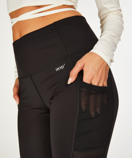 Leggings de cintura alta acanalada HKMX, Negro