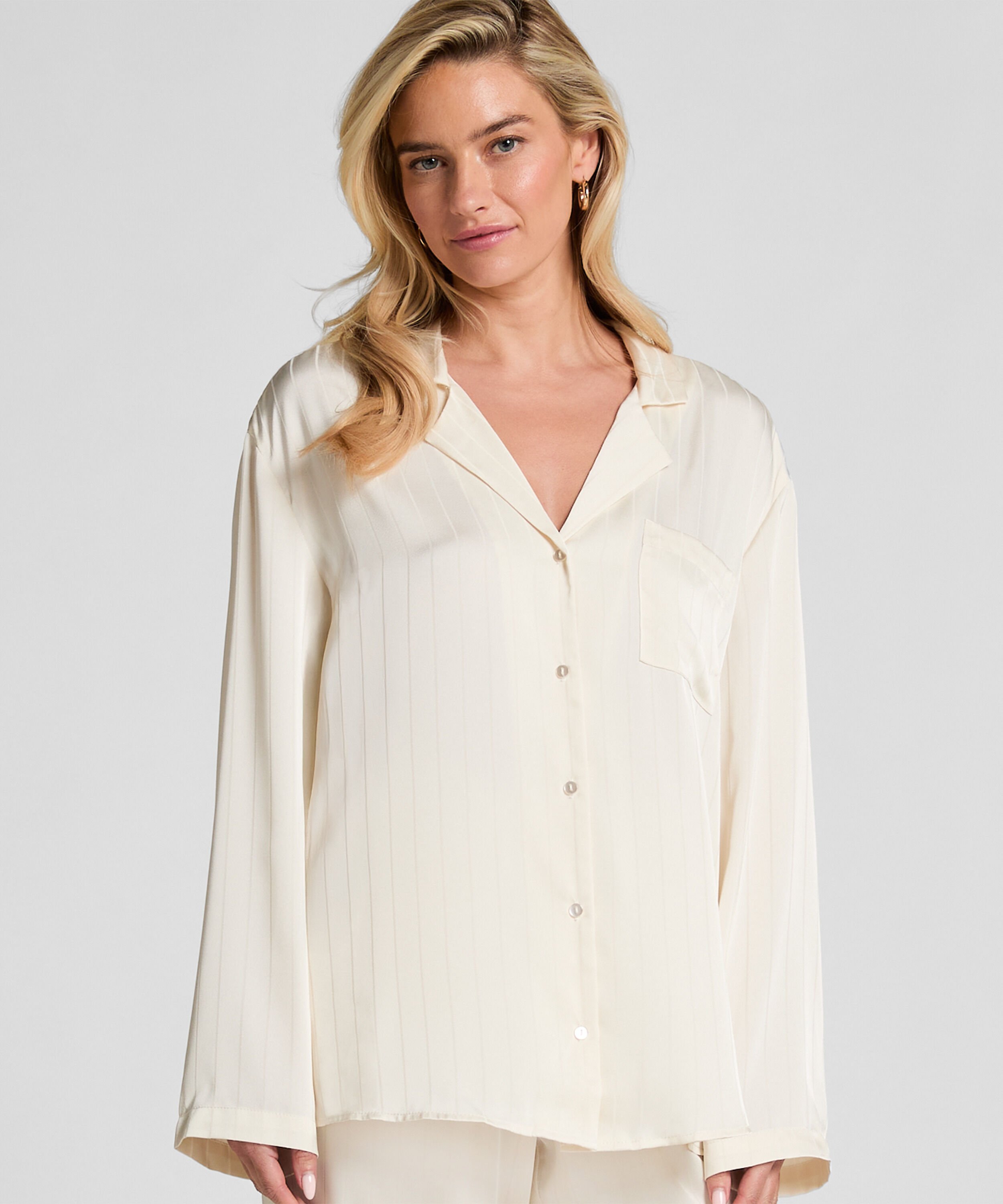 Chaqueta de satén a rayas, Blanco