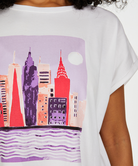 Top de pijama de manga corta, Blanco