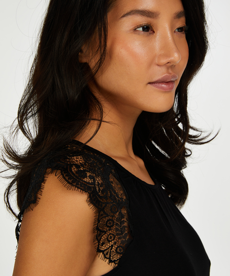 Camiseta sin mangas de tejido de punto, Negro