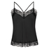 Camiseta top Satin Lace, Negro